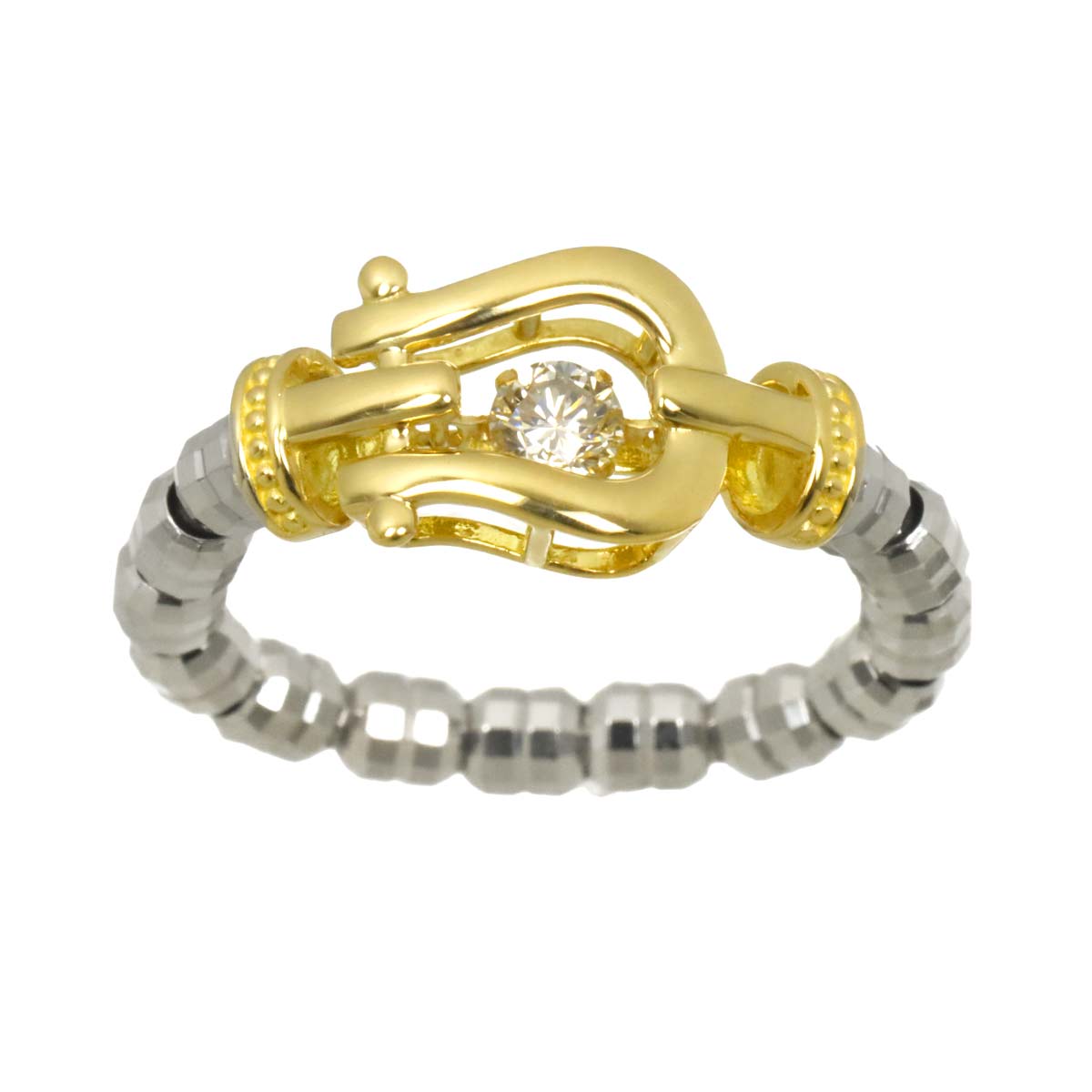 Diamond 0.10ct Ring 18K K18 YG Pt Free size