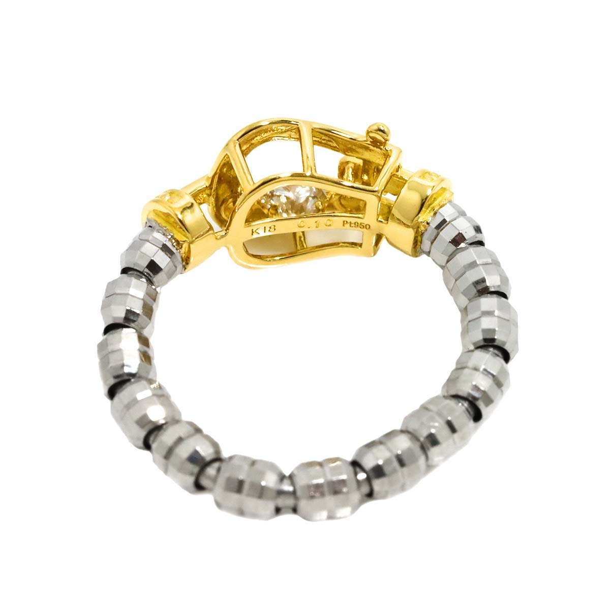Diamond 0.10ct Ring 18K K18 YG Pt Free size