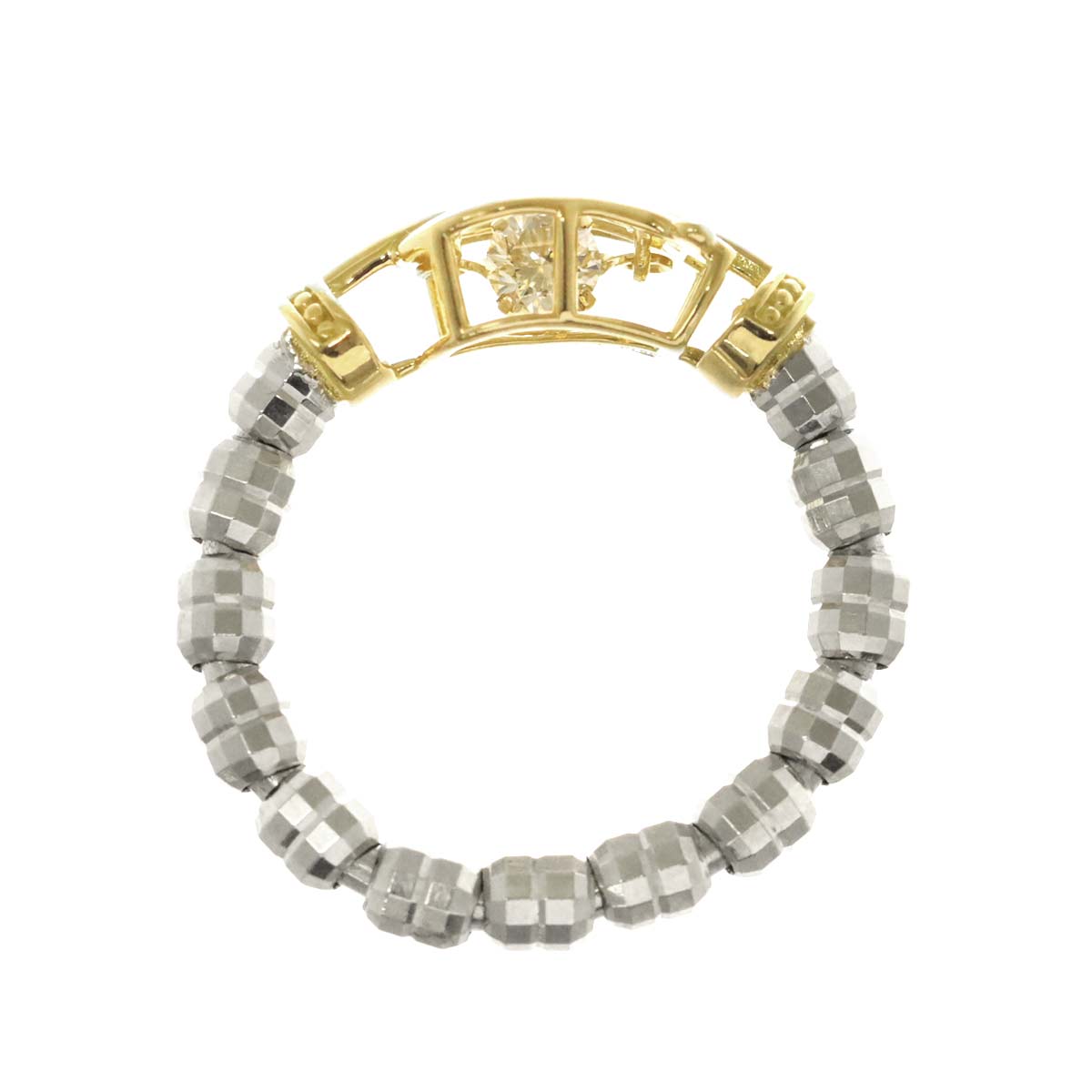 Diamond 0.10ct Ring 18K K18 YG Pt Free size