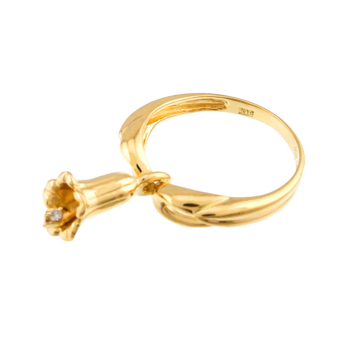 Diamond Ring 18K YG Yellow Gold 750 size5.75-6(US)