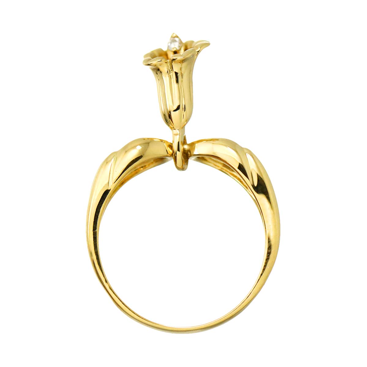 Diamond Ring 18K YG Yellow Gold 750 size5.75-6(US)