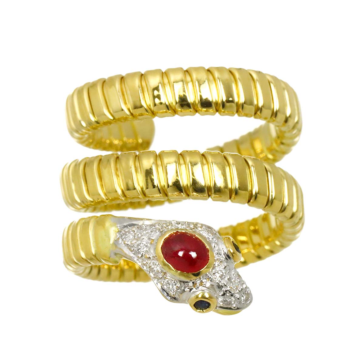 Ruby 0.27ct Sapphire 0.04ct Diamond Ring 18K YG WG size5.25(US)