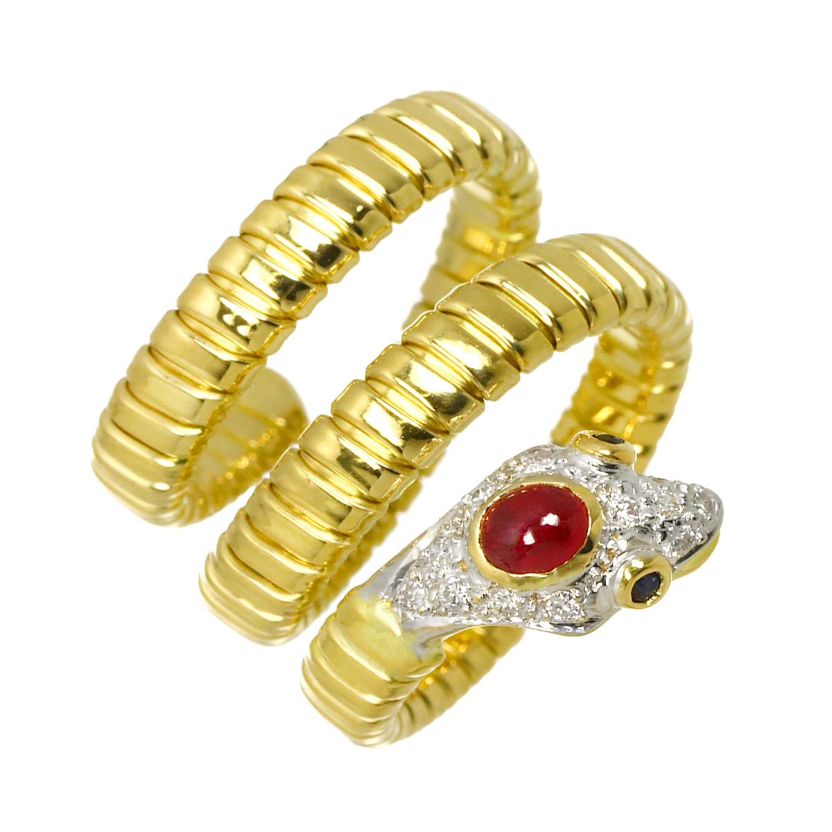 Ruby 0.27ct Sapphire 0.04ct Diamond Ring 18K YG WG size5.25(US)