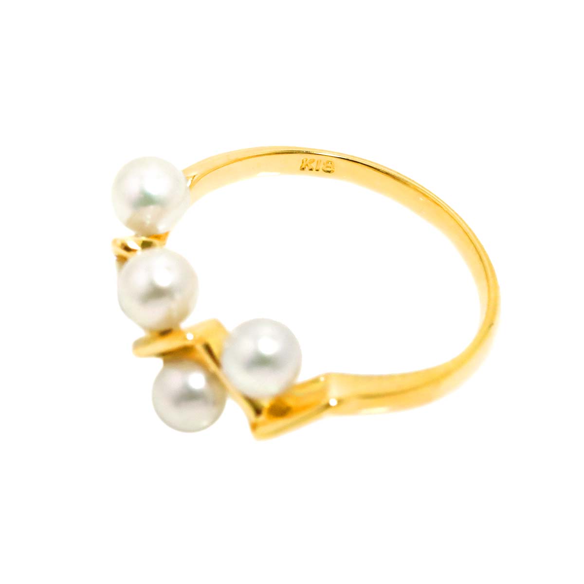 Akoya Pearl 3.8mm Ring 18K K18 YG 750 4(US)