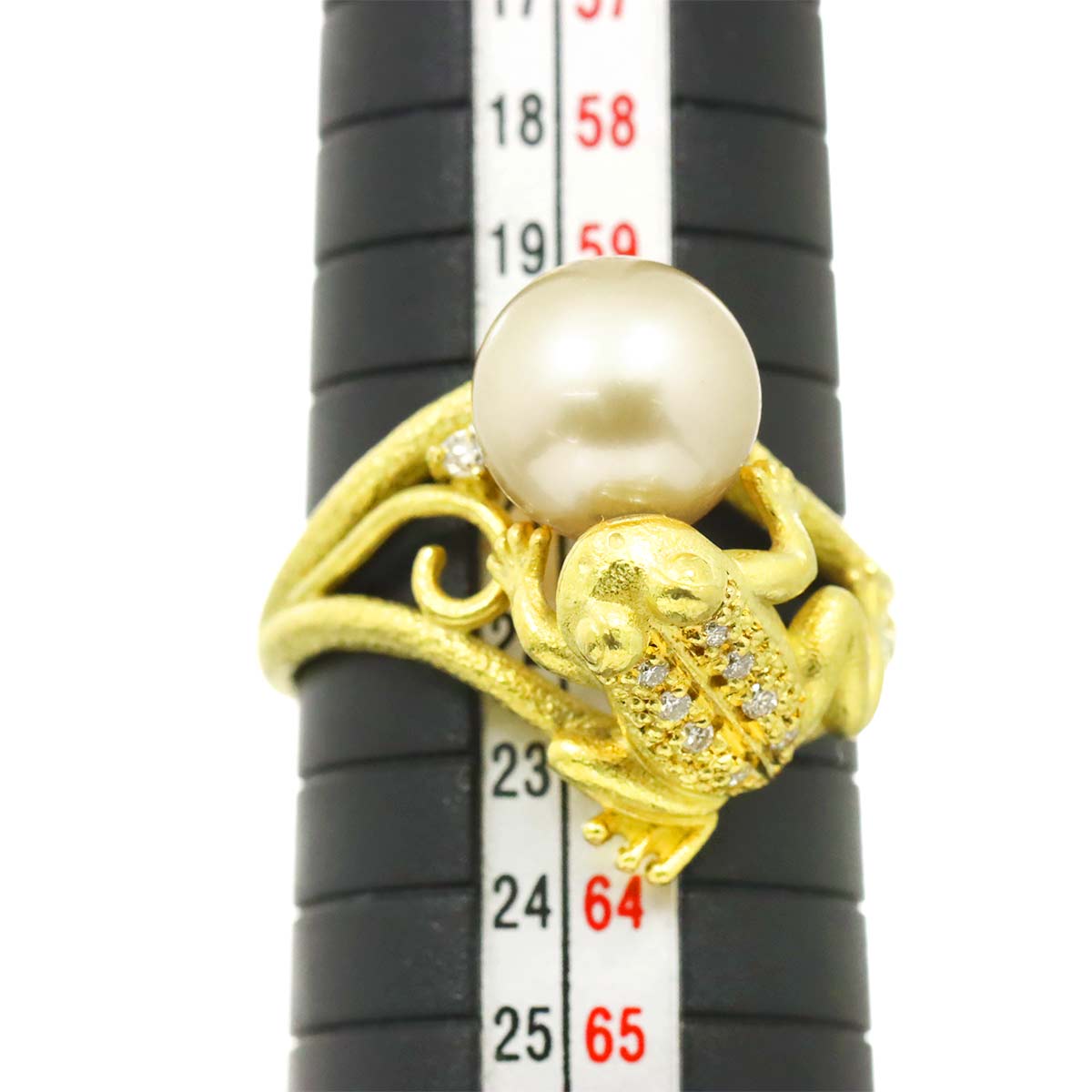 South Sea pearl 9.8mm Diamond 0.10ct Ring 18K K18 YG 750 9.75-10(US)