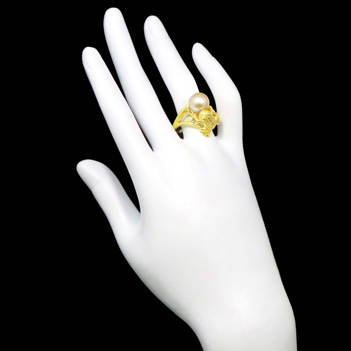 South Sea pearl 9.8mm Diamond 0.10ct Ring 18K K18 YG 750 9.75-10(US)