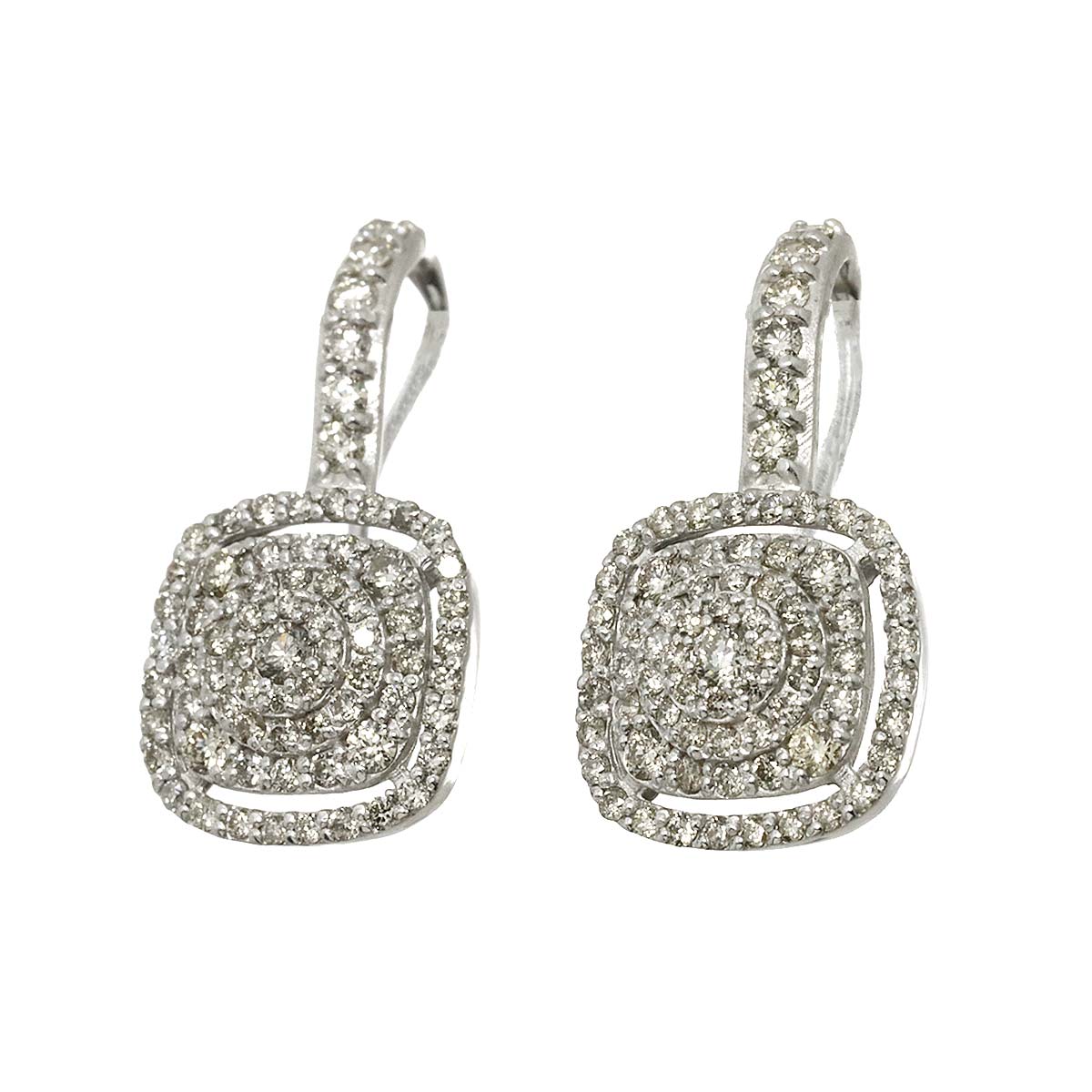 Diamond 0.40ct/0.40ct Earrings Pierced 18K K18 WG 750
