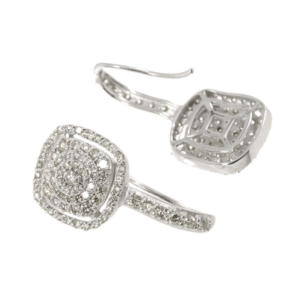 Diamond 0.40ct/0.40ct Earrings Pierced 18K K18 WG 750