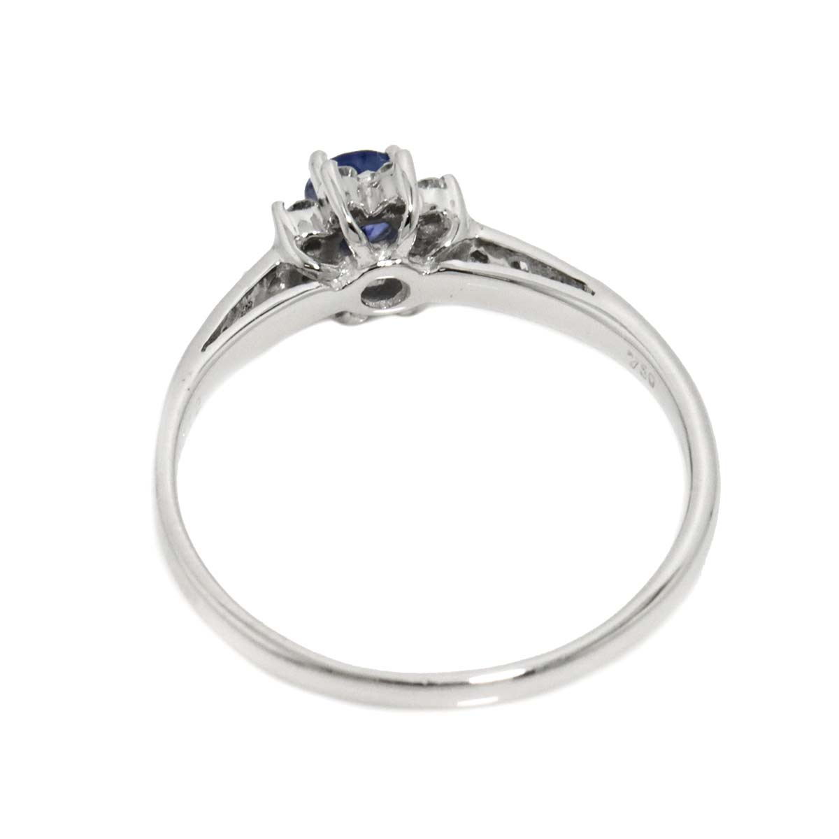 Sapphire 0.30ct Diamond 0.12ct Ring 18K WG 750 size6.25-6.5(US)