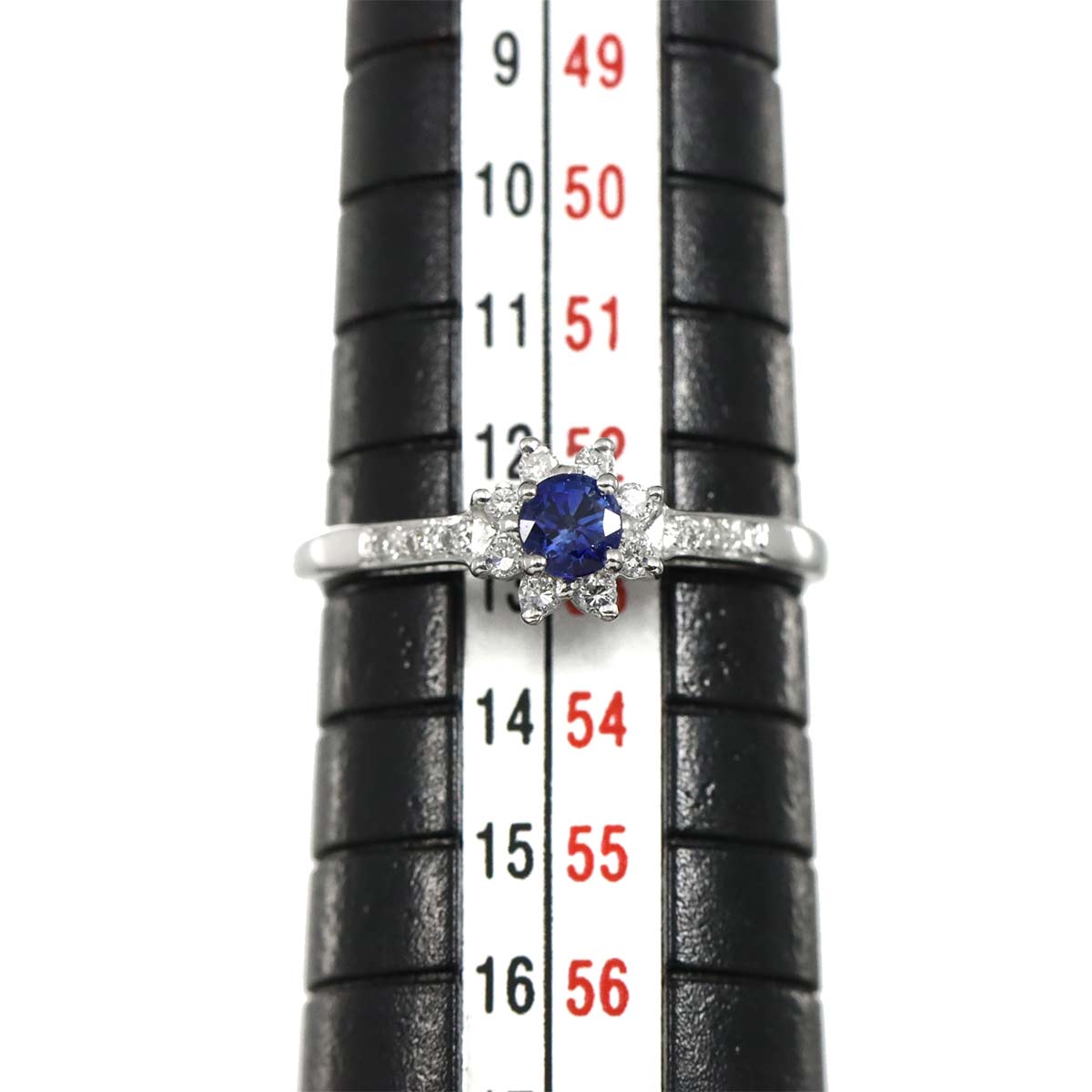 Sapphire 0.30ct Diamond 0.12ct Ring 18K WG 750 size6.25-6.5(US)