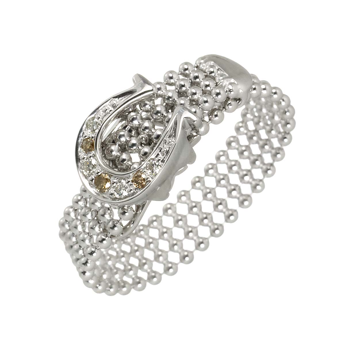 Diamond 0.10ct Ring 18K WG White Gold 750 free size