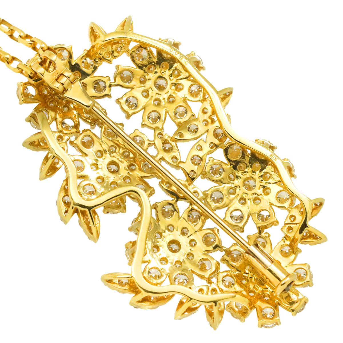 Diamond 5.00ct Necklace 18K K18 YG Yellow Gold 750