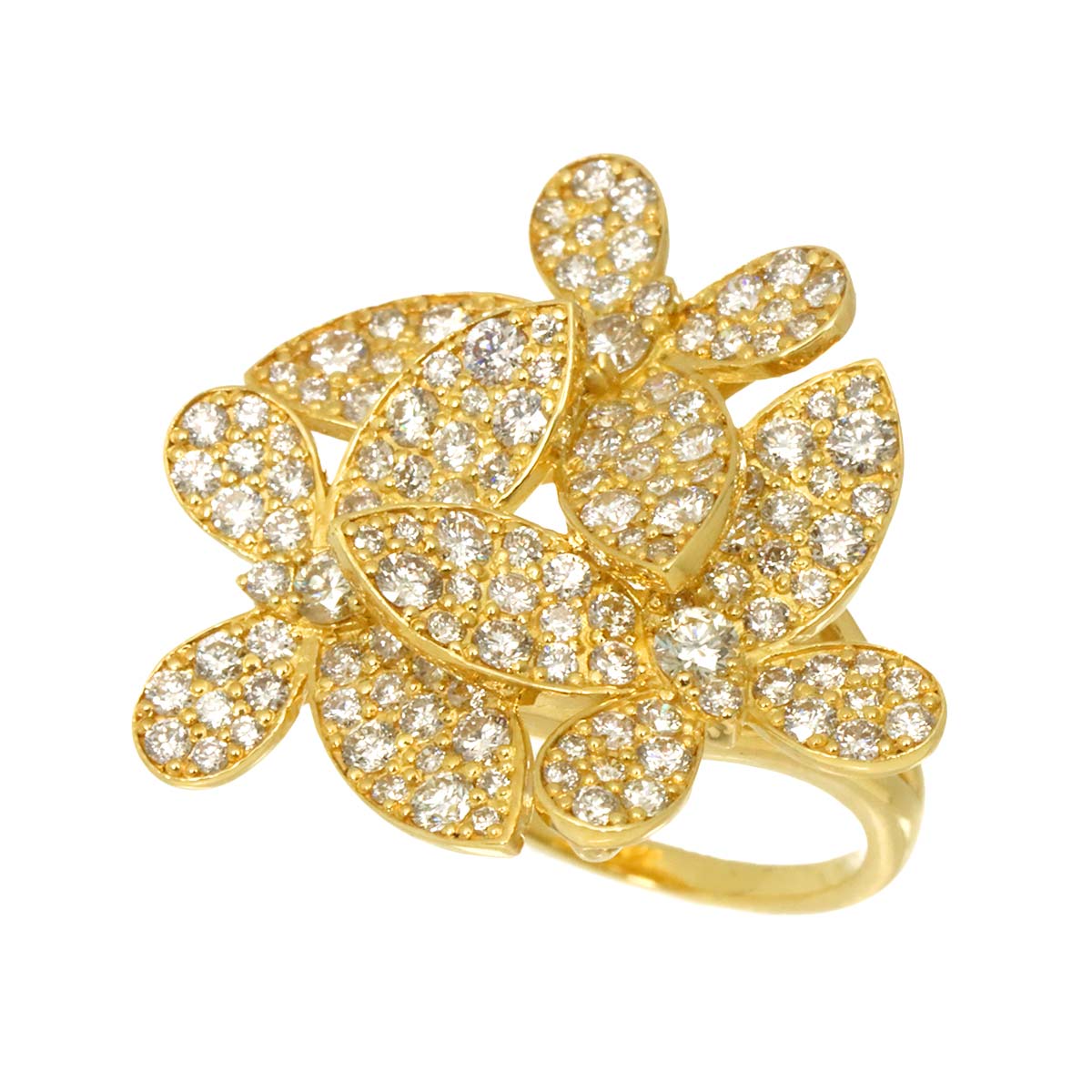 Diamond 2.00ct Ring 18K YG Yellow Gold 750 5.5-5.75(US)