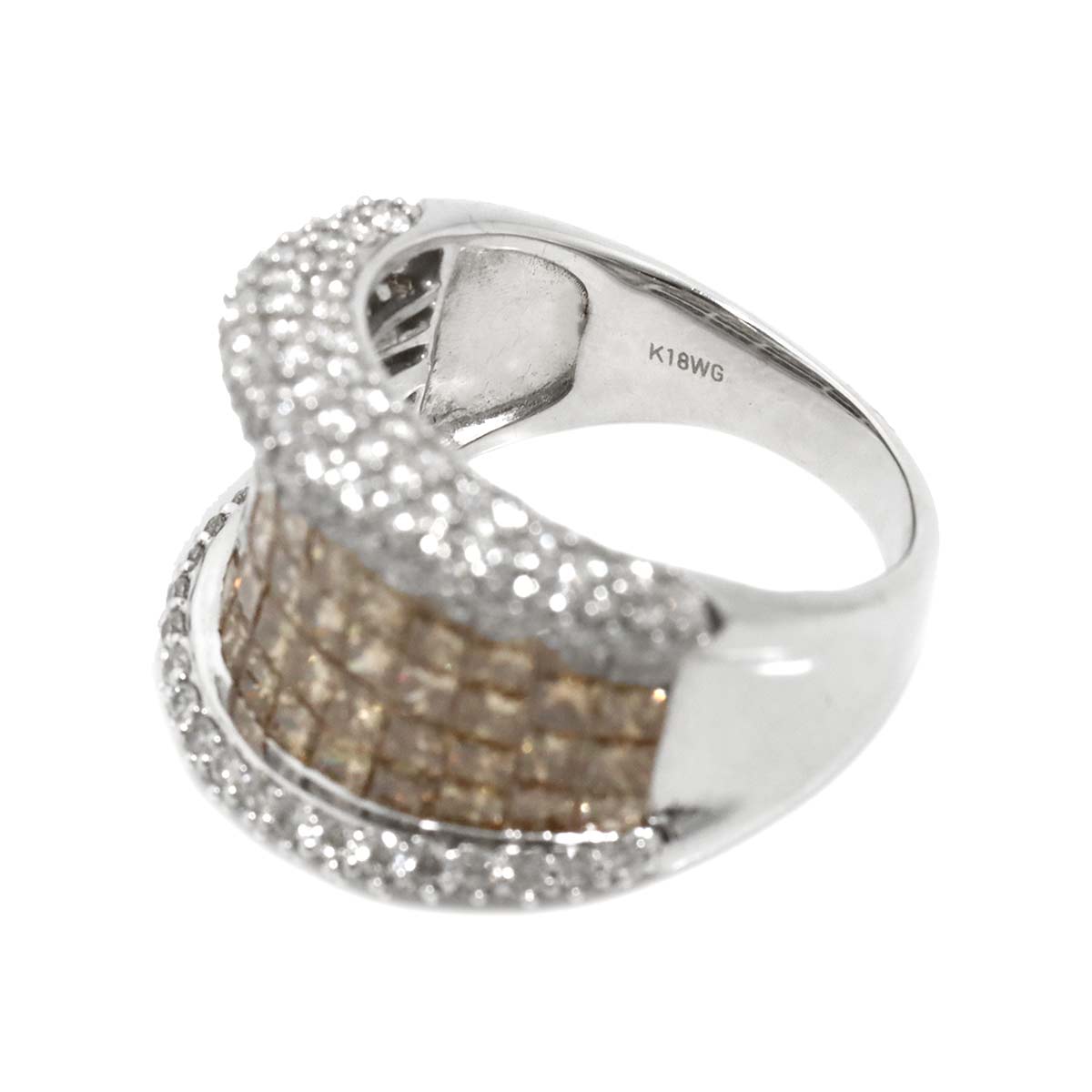 Diamond 4.50ct Ring 18K K18 WG White Gold size6.5-6.75(US)