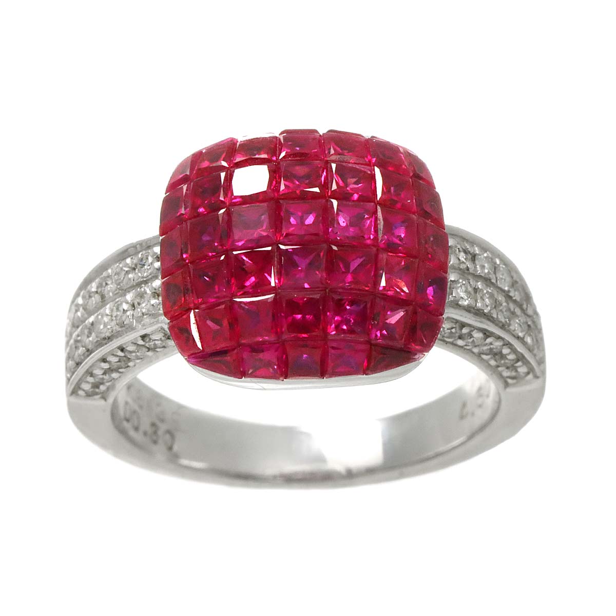 Ruby 4.50ct Diamond 0.30ct Ring 18K WG 750 size6-6.25(US)