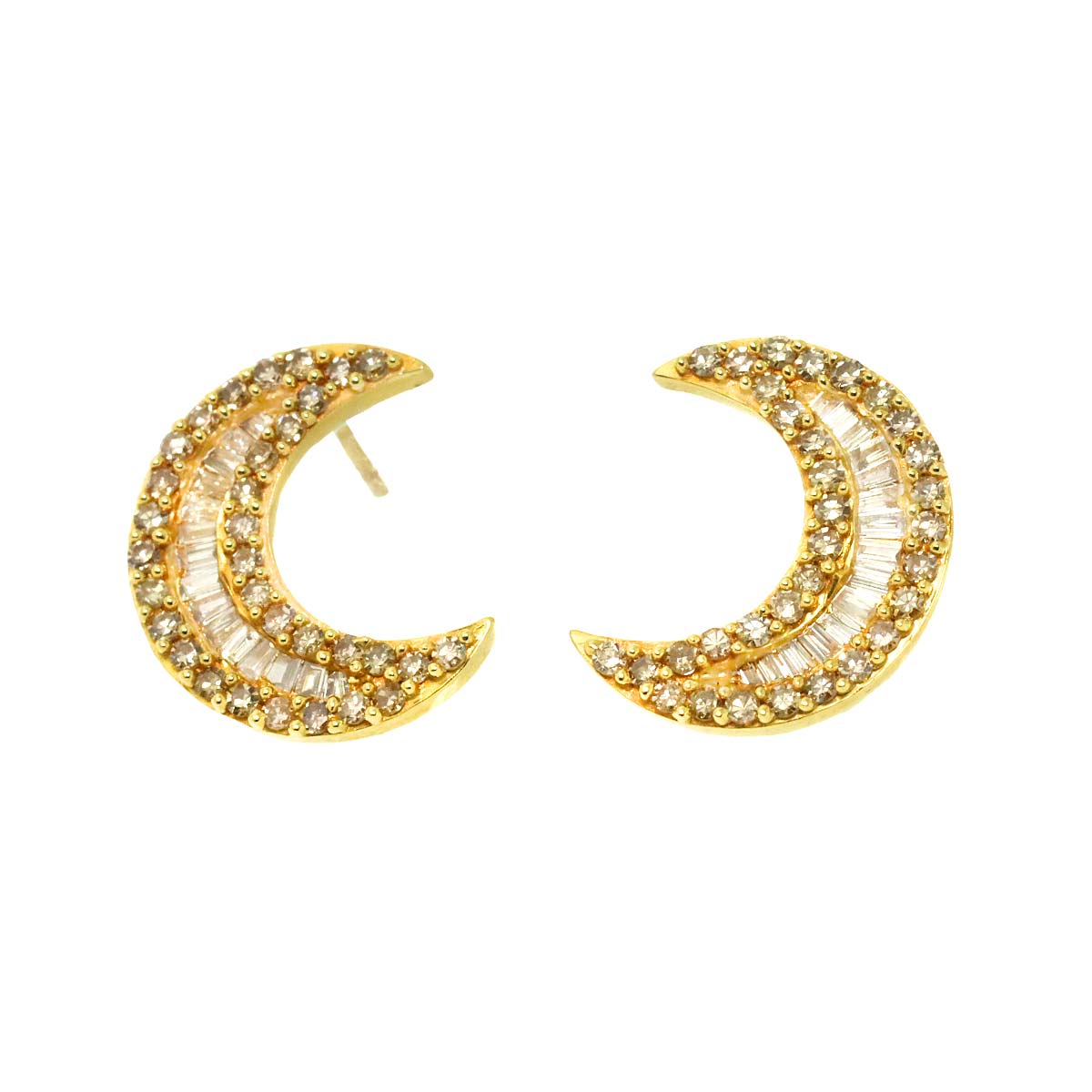 Diamond 0.30ct/0.30ct Earrings Pierced 18K YG Yellow Gold 750