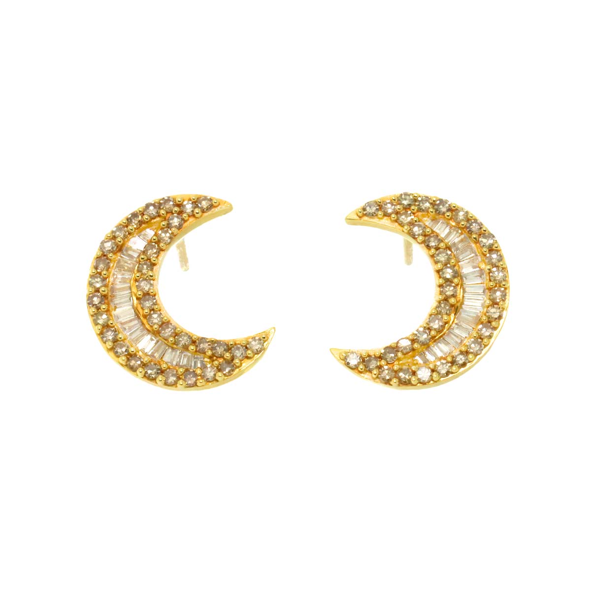 Diamond 0.30ct/0.30ct Earrings Pierced 18K YG Yellow Gold 750