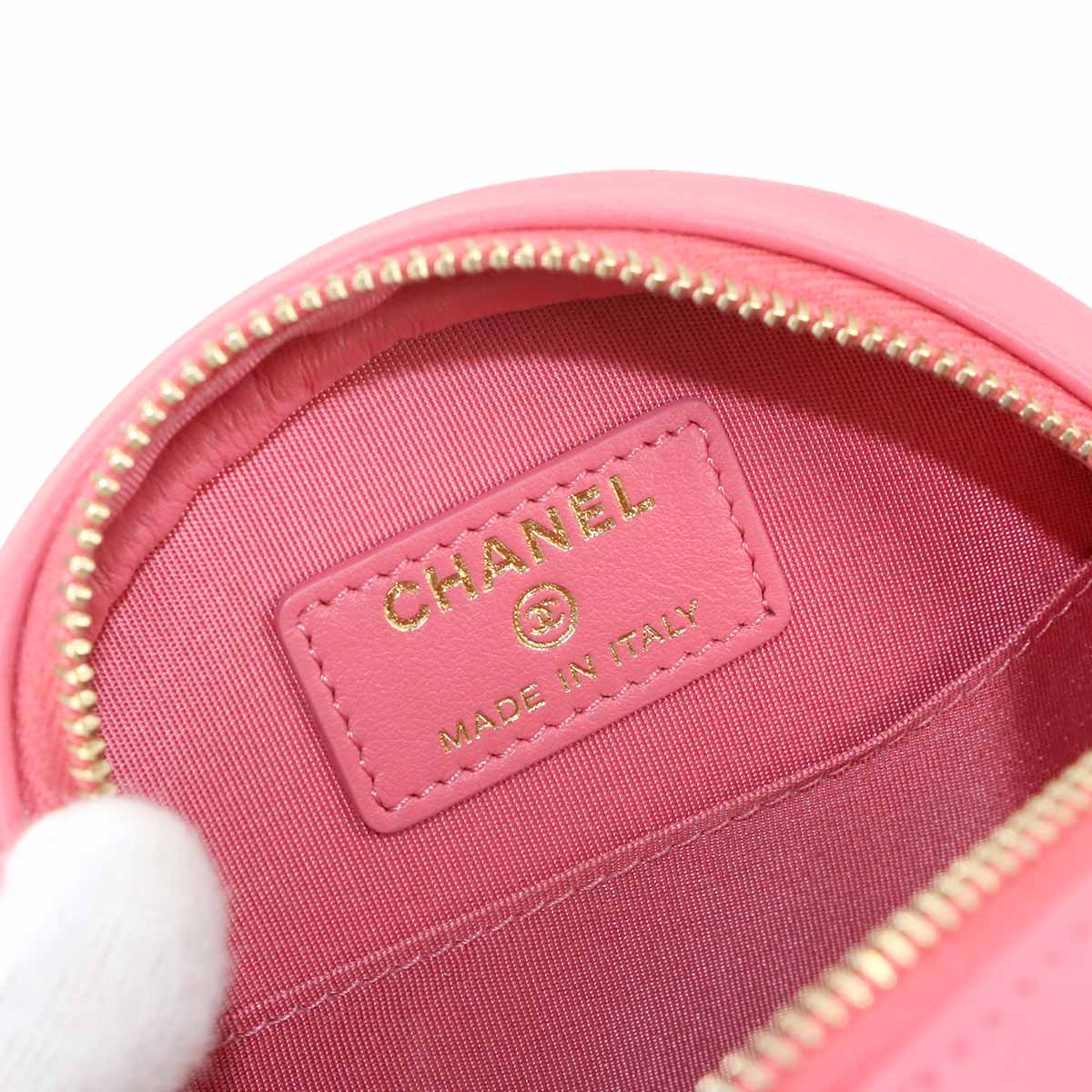 19 Round Clutch Chain Shoulder Bag Sequins Leather Pink AP0945