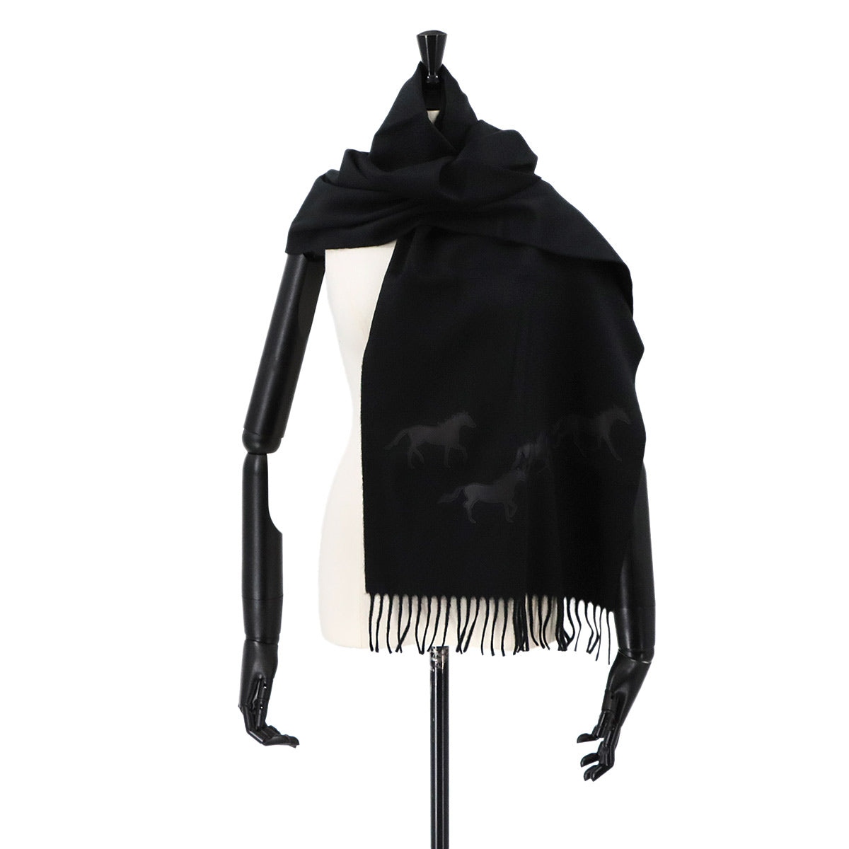 Wild horse Winter Scarf Cashmere 100% Black