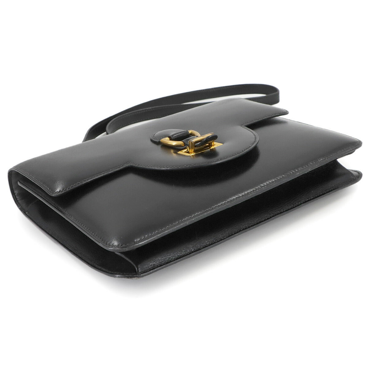 Sandrine Shoulder Bag Box Calf Leather Black Vintage Purse