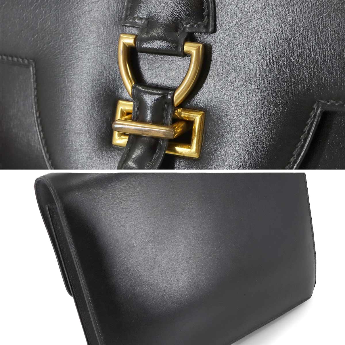 Sandrine Shoulder Bag Box Calf Leather Black Vintage Purse