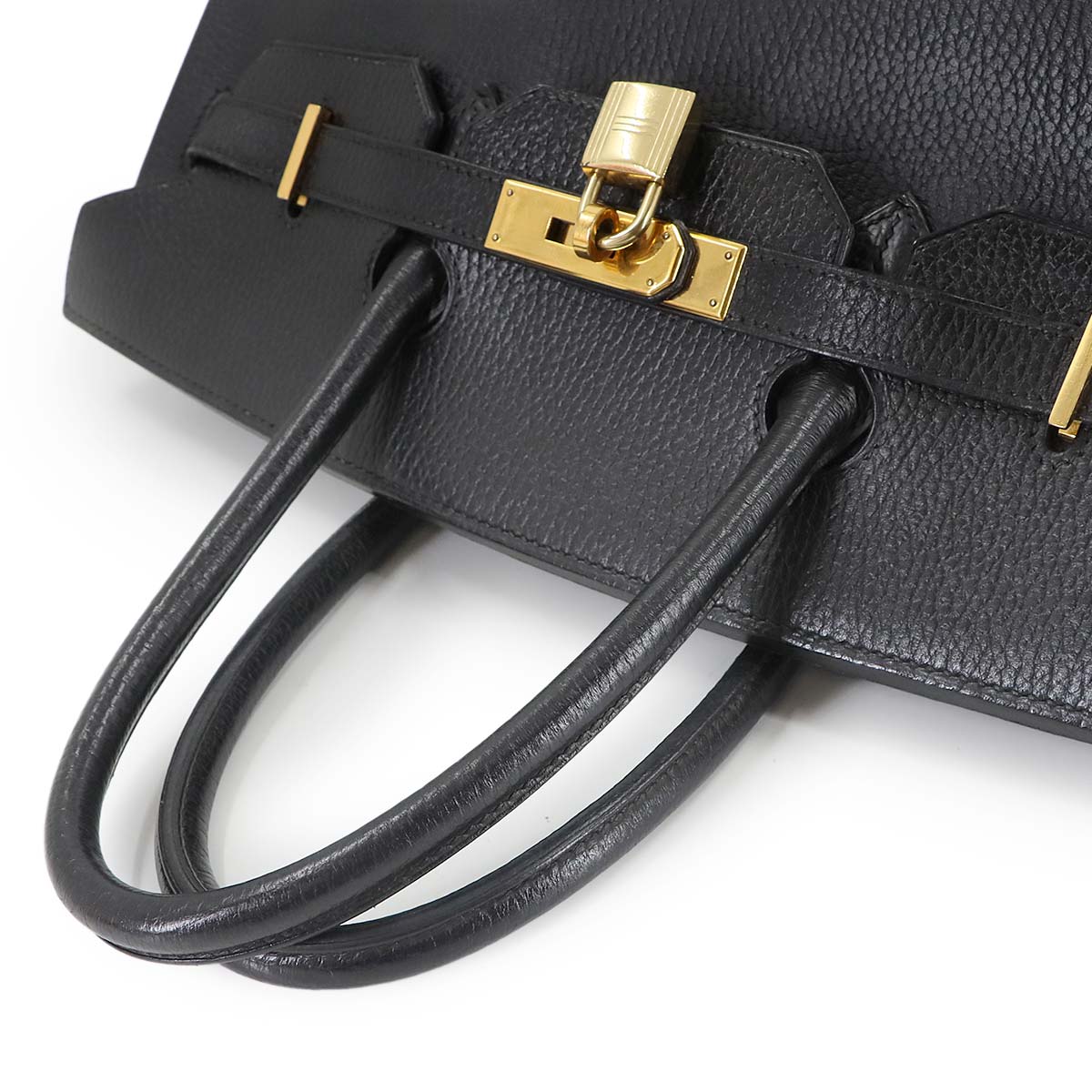 Birkin 35 Ardennes Leather Black Hand Bag Vintage Purse