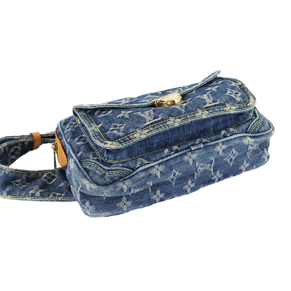 Monogram Denim Bum Bag Waist Pouch Canvas Blue M95347