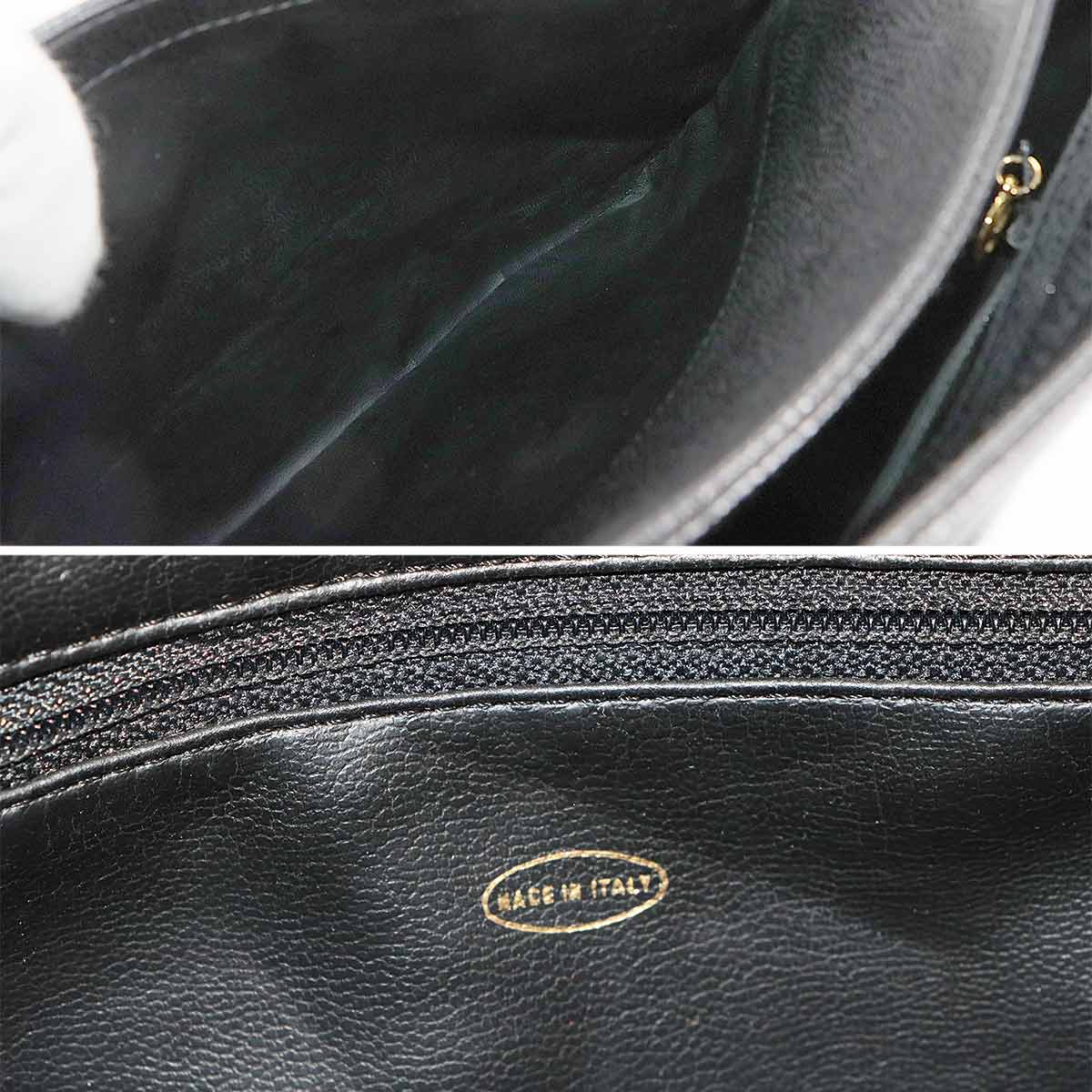 Triple Coco Tote Bag Leather Black Vintage A03675