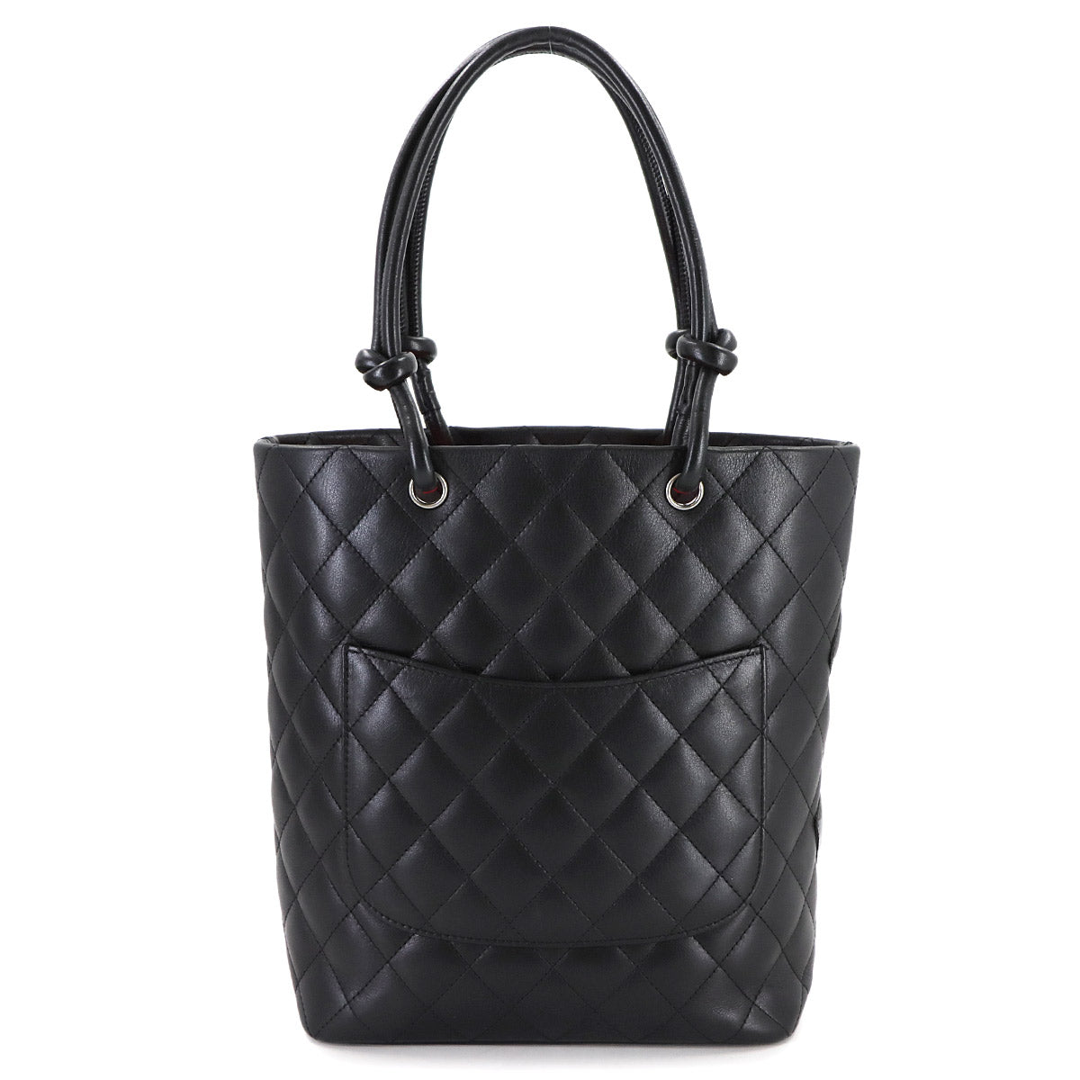 Cambon Line Medium Tote Bag Leather Enamel Black A25167 Purse