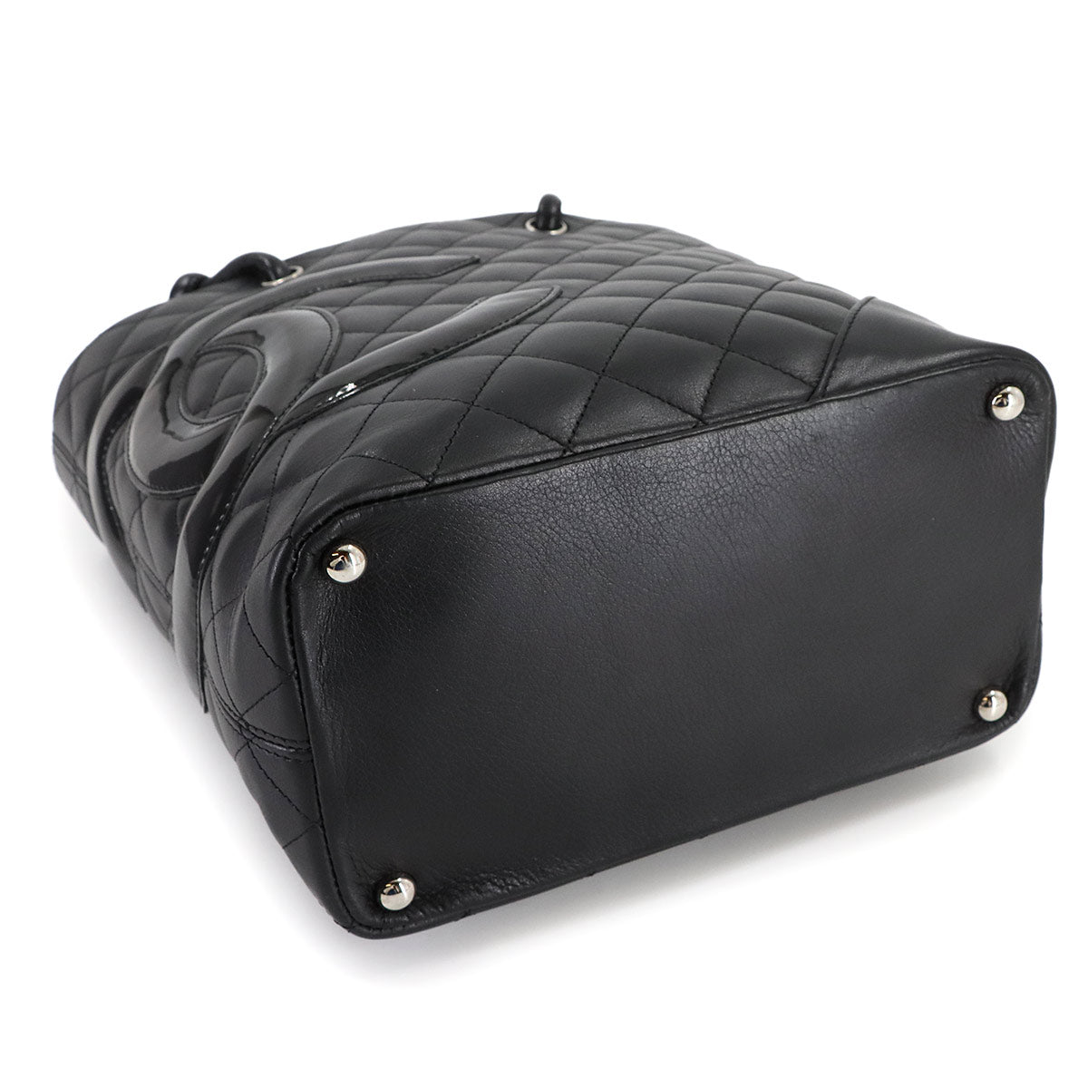 Cambon Line Medium Tote Bag Leather Enamel Black A25167 Purse