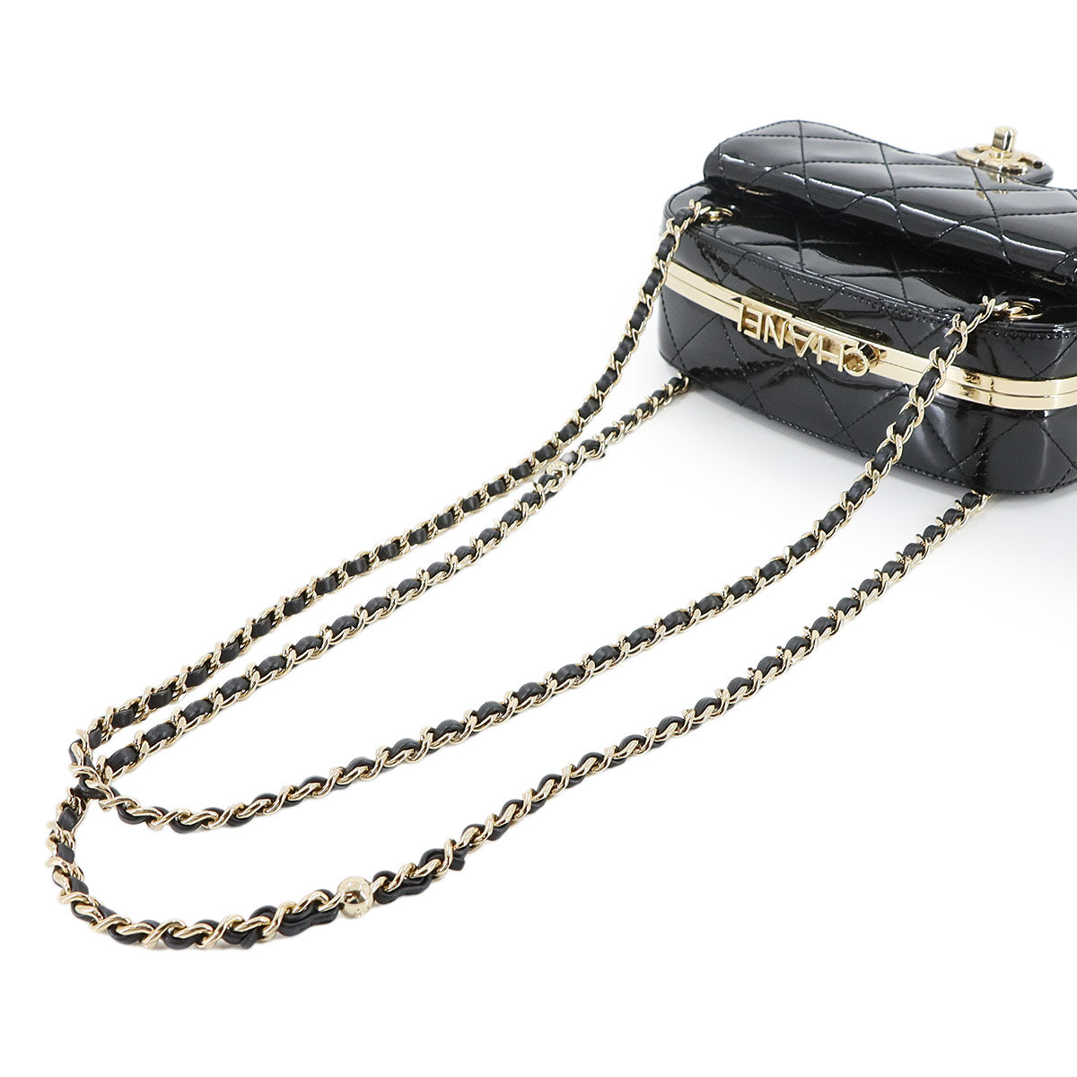 Mini Camera Case Chain Shoulder Bag Patent leather Black