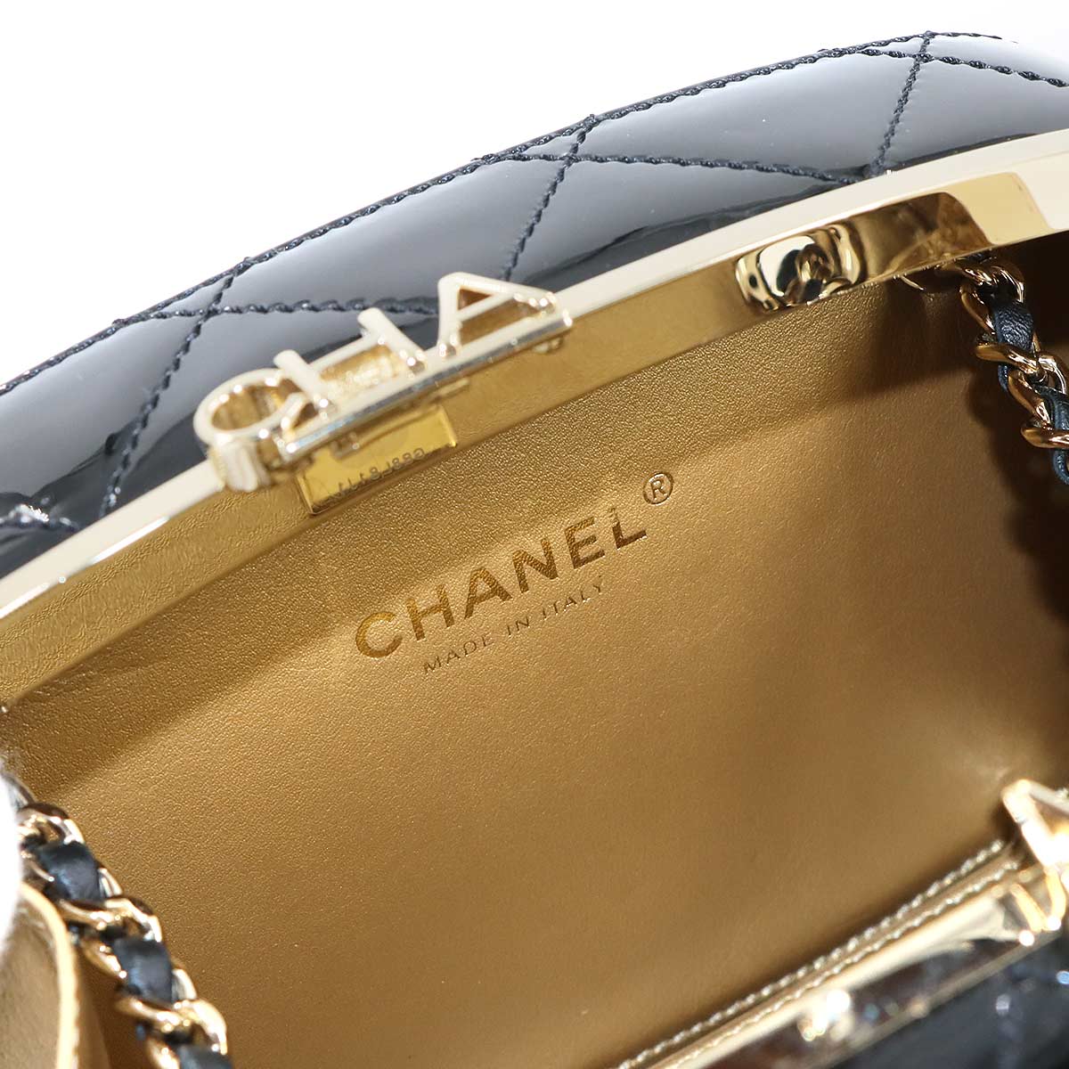 Mini Camera Case Chain Shoulder Bag Patent leather Black