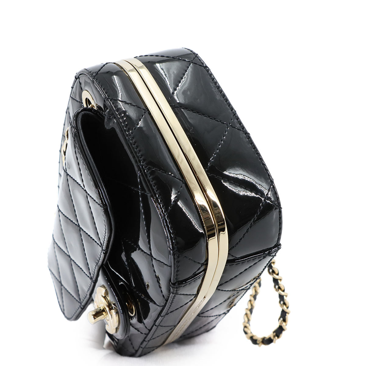 Mini Camera Case Chain Shoulder Bag Patent leather Black