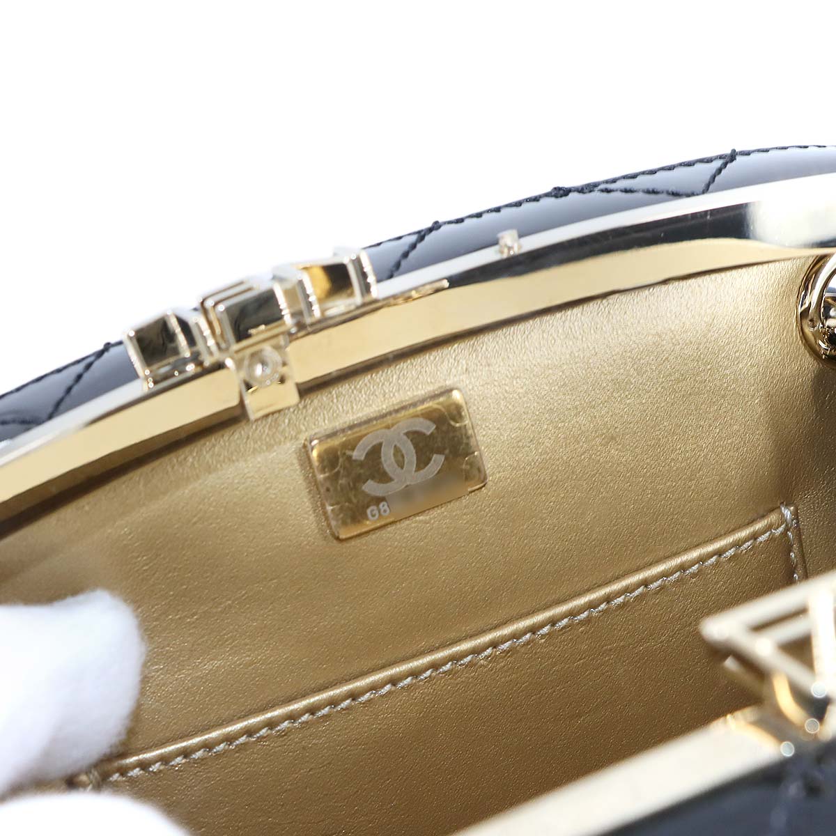 Mini Camera Case Chain Shoulder Bag Patent leather Black