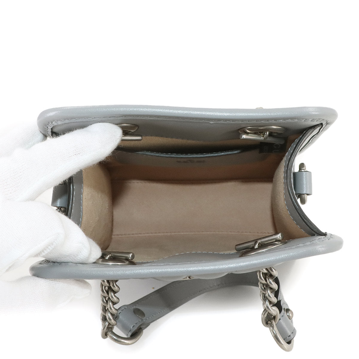 GG Marmont Quilting Mini Hand Shoulder Bag Gray 696123