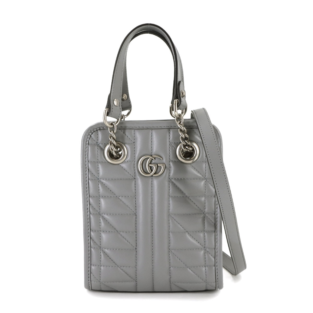 GG Marmont Quilting Mini Hand Shoulder Bag Gray 696123