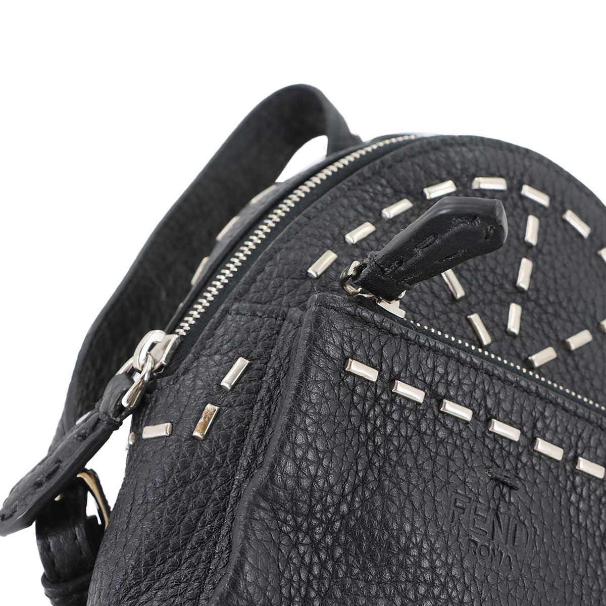 Backpack Keychain Bag Charm Key Charm Leather Black 7AR471