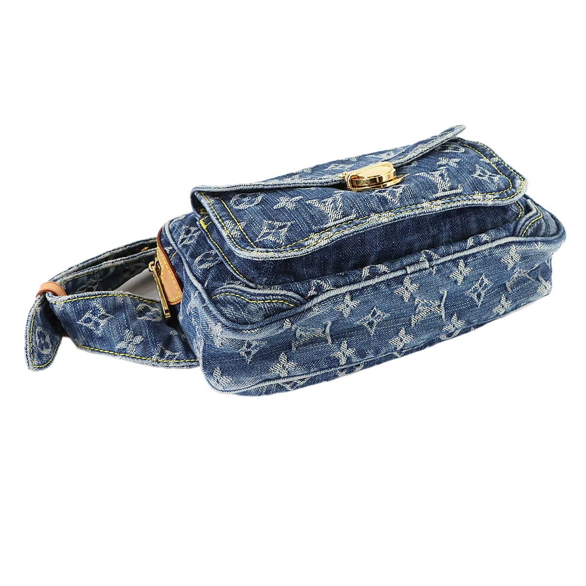 Monogram Denim Bum Bag Waist Pouch Canvas Blue M95347