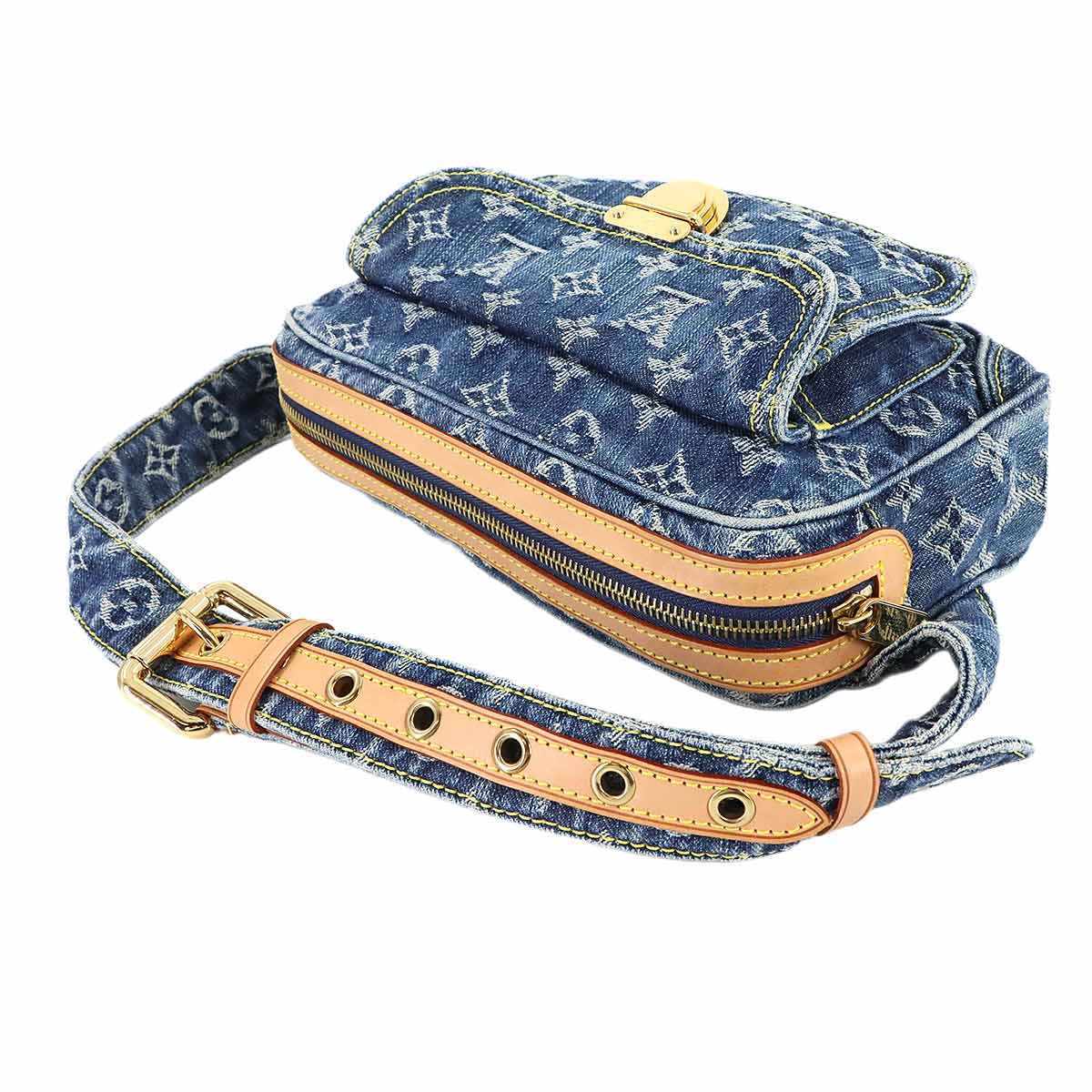 Monogram Denim Bum Bag Waist Pouch Canvas Blue M95347