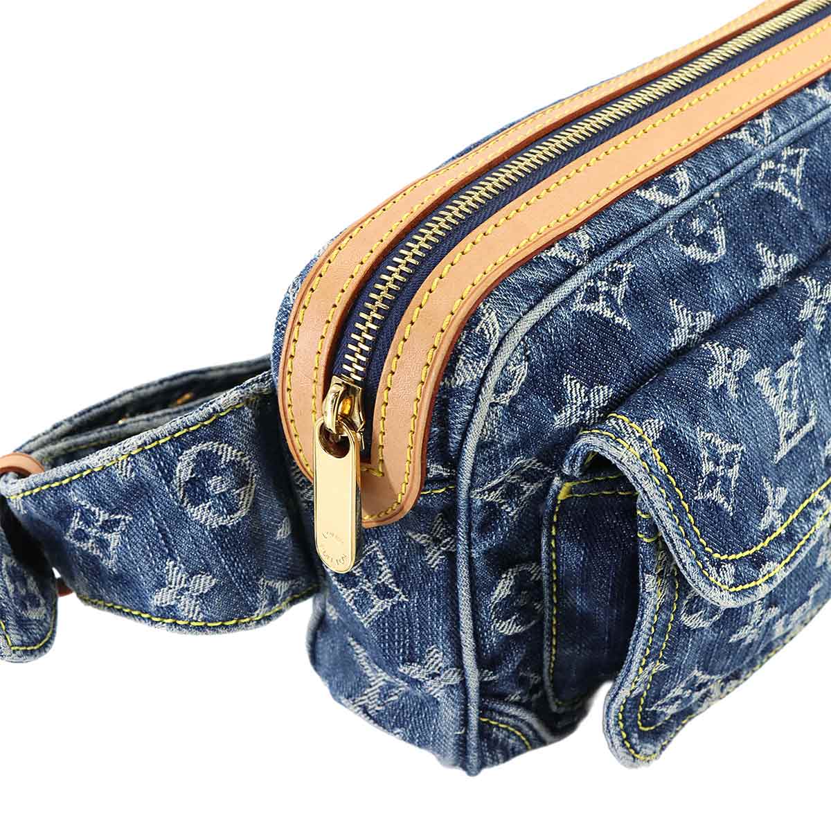 Monogram Denim Bum Bag Waist Pouch Canvas Blue M95347