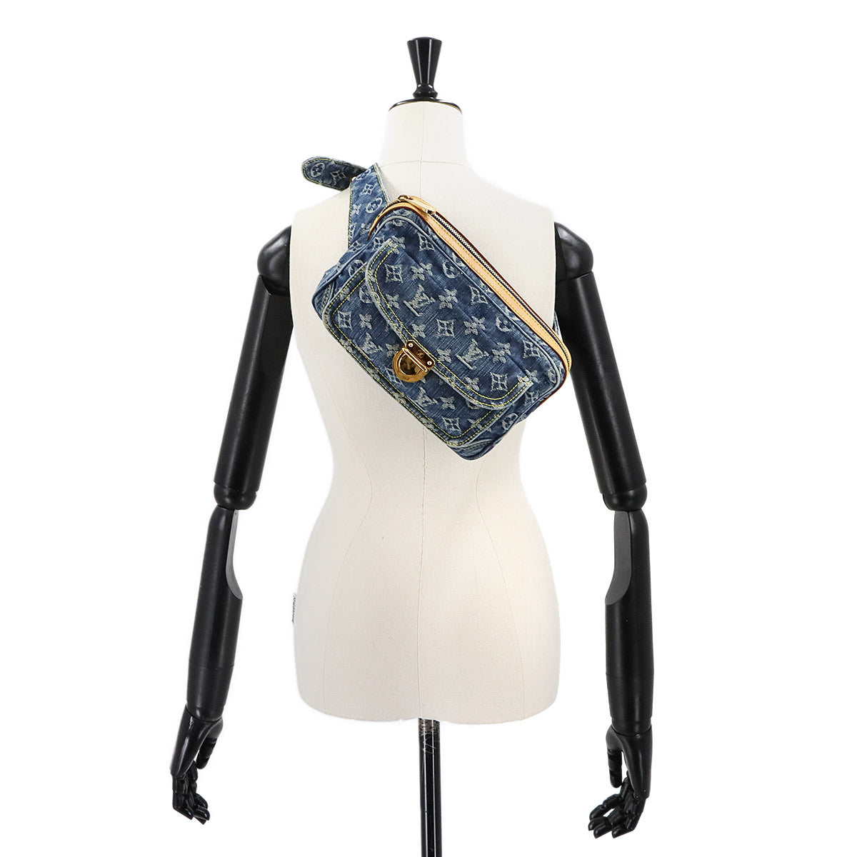 Monogram Denim Bum Bag Waist Pouch Canvas Blue M95347