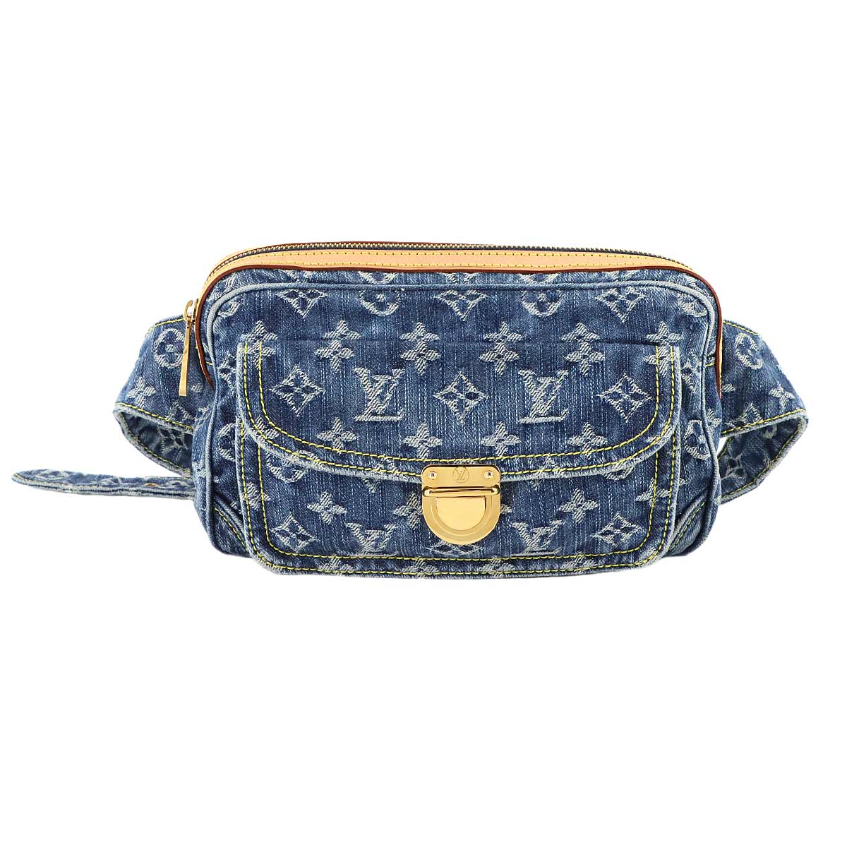 Monogram Denim Bum Bag Waist Pouch Canvas Blue M95347