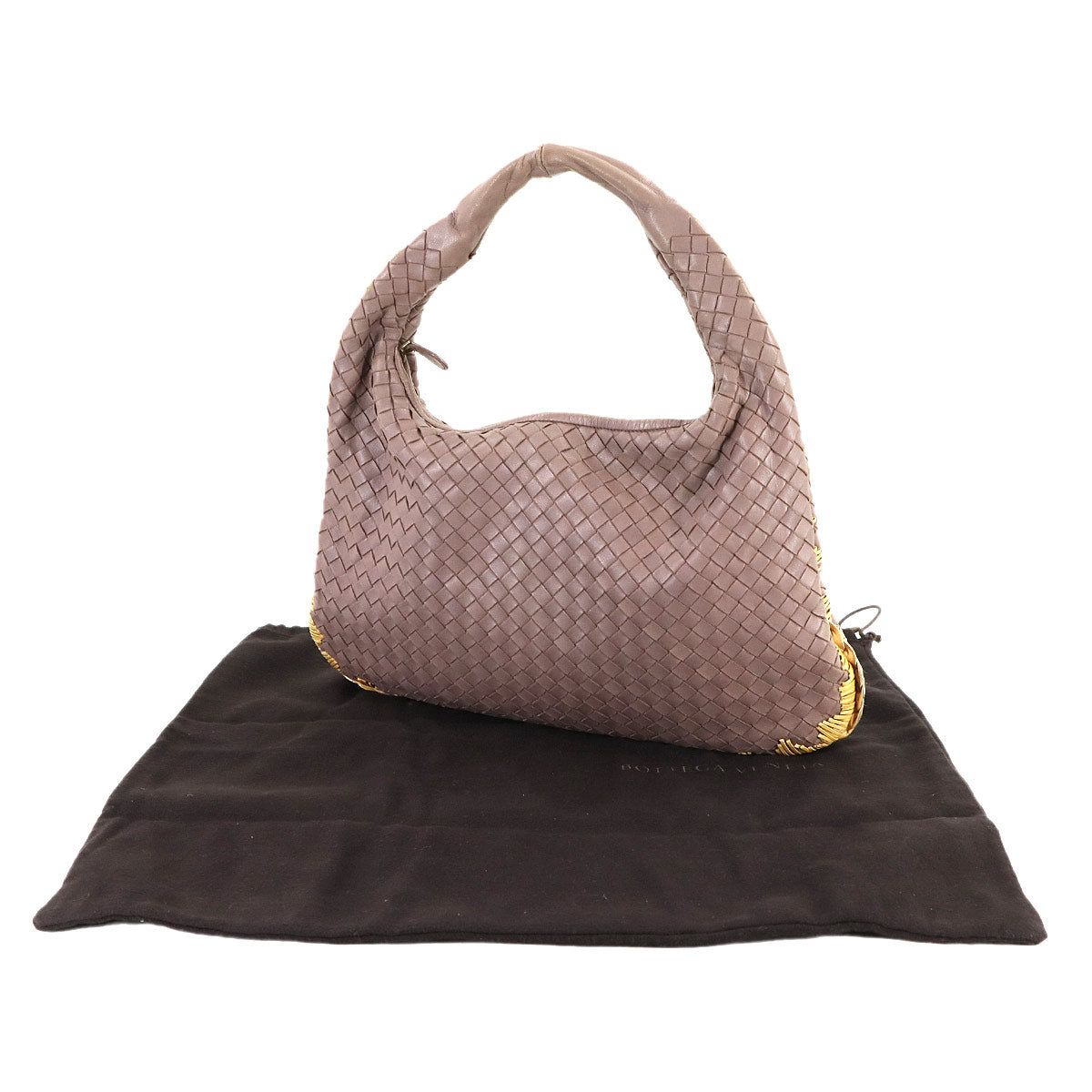 Intrecciato Hobo Shoulder Bag Leather Purple