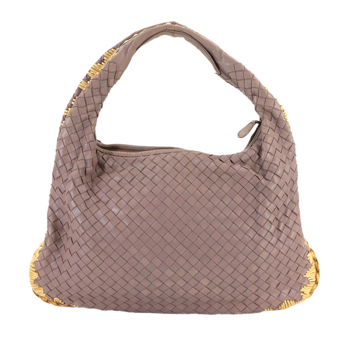 Intrecciato Hobo Shoulder Bag Leather Purple