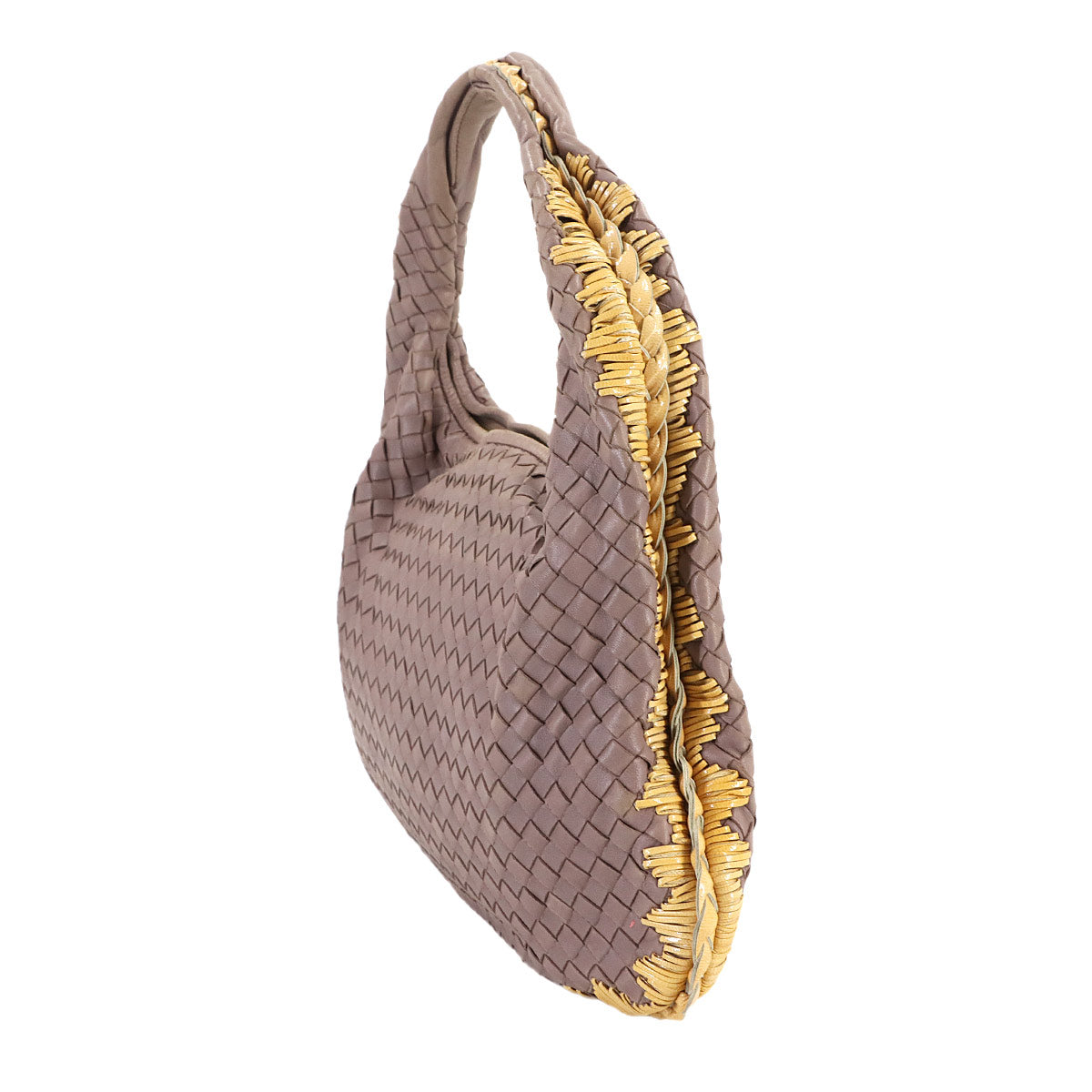 Intrecciato Hobo Shoulder Bag Leather Purple