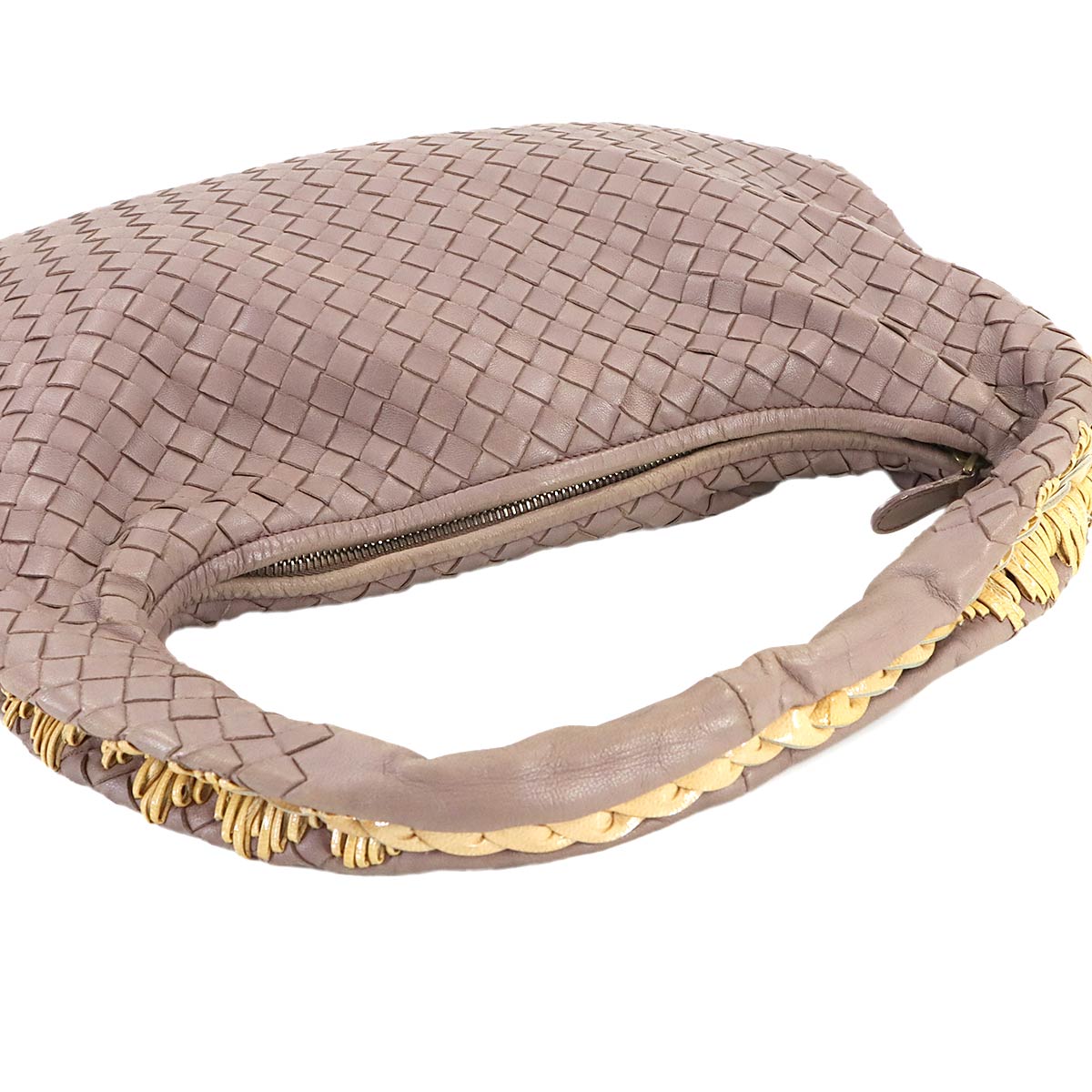 Intrecciato Hobo Shoulder Bag Leather Purple