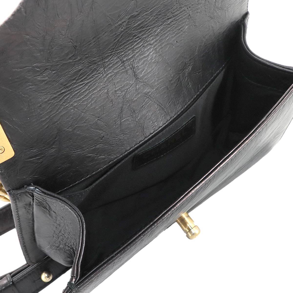 BOY CHANEL Small Chain Shoulder Bag Leather Black A67085