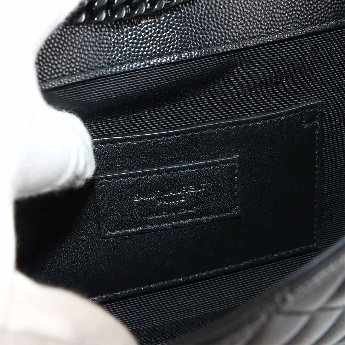 Envelope Small Chain Shoulder Bag Leather Black