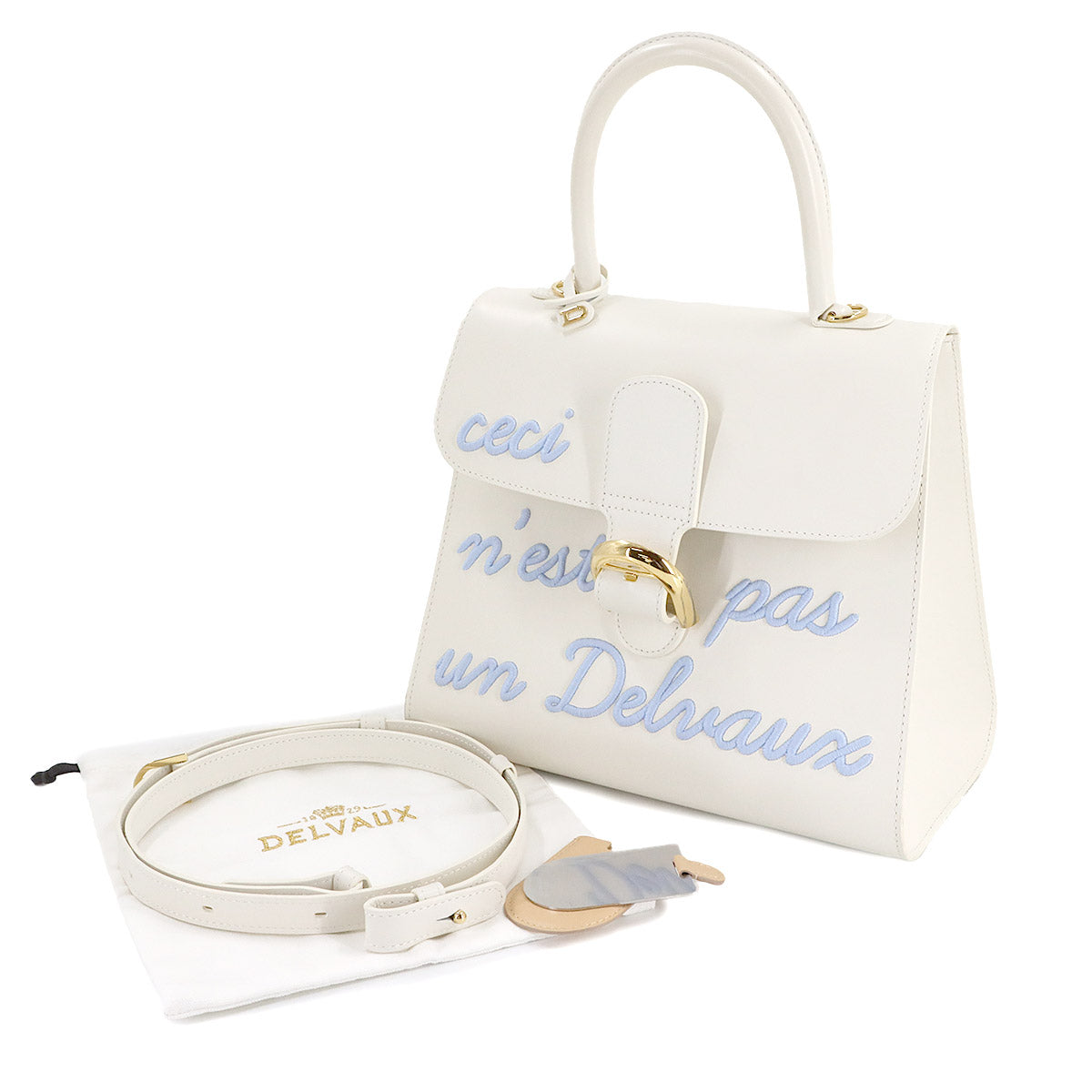 Brillant L'Humour MM Hand Shoulder Bag Leather White Azure