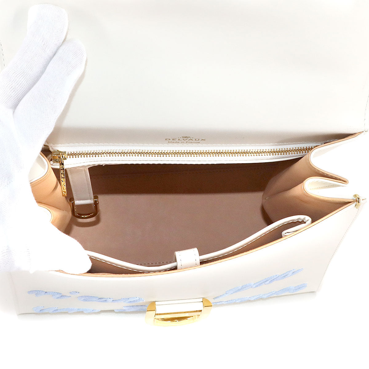Brillant L'Humour MM Hand Shoulder Bag Leather White Azure